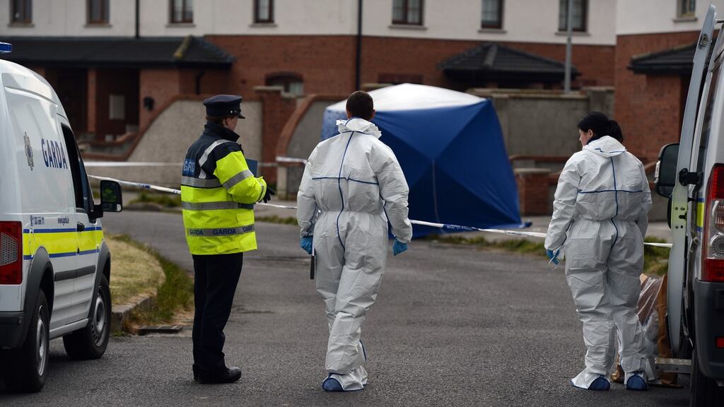 The scene at Coneyboro Estate in Athy where a man was shot last night. Photograph: Cyril Byrne/The Irish Times
