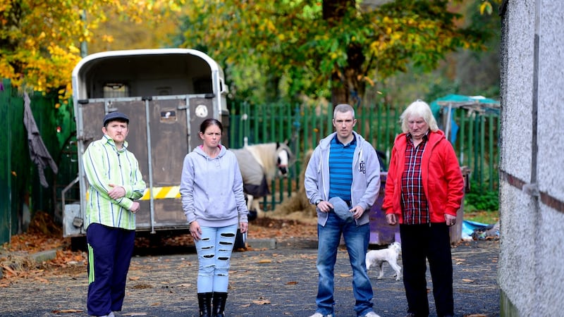 James Moorehouse, Elizabeth Cash, John Moorehouse and Jimmy Moorehouse snr at their home on the site off the N11, near Bray, Co Wicklow. Photograph: Cyril Byrne