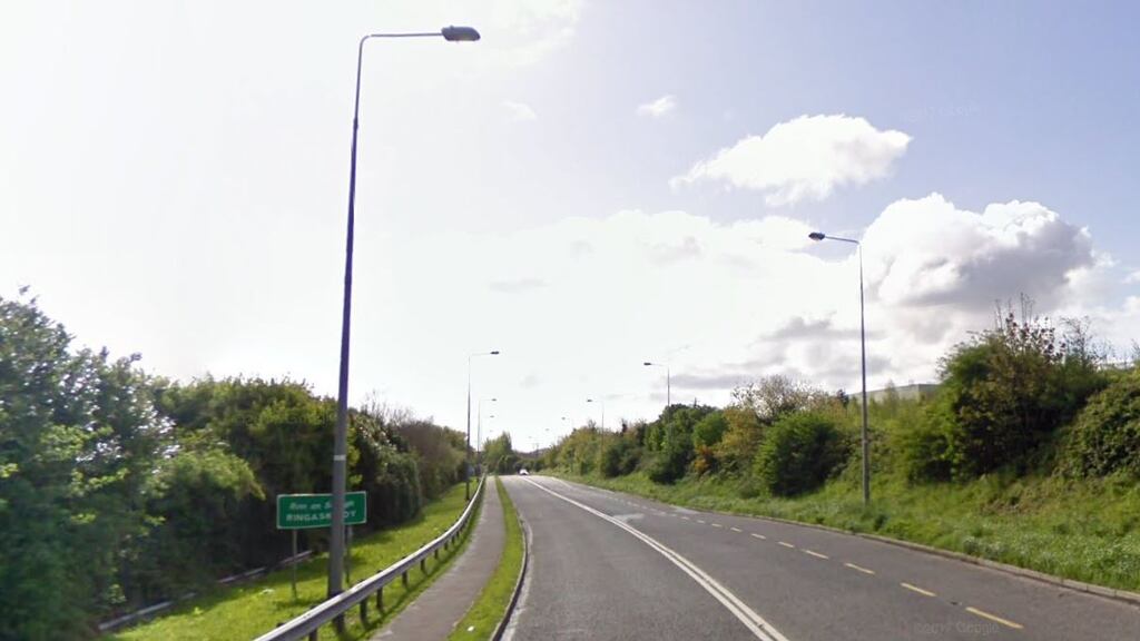 The N28 on the approach to Ringaskiddy, in Cork. A group of pharmaceutical companies has backed residents’ calls for an upgrade of the route to a  motorway to be diverted around Ringaskiddy village. File photograph: Google Street View