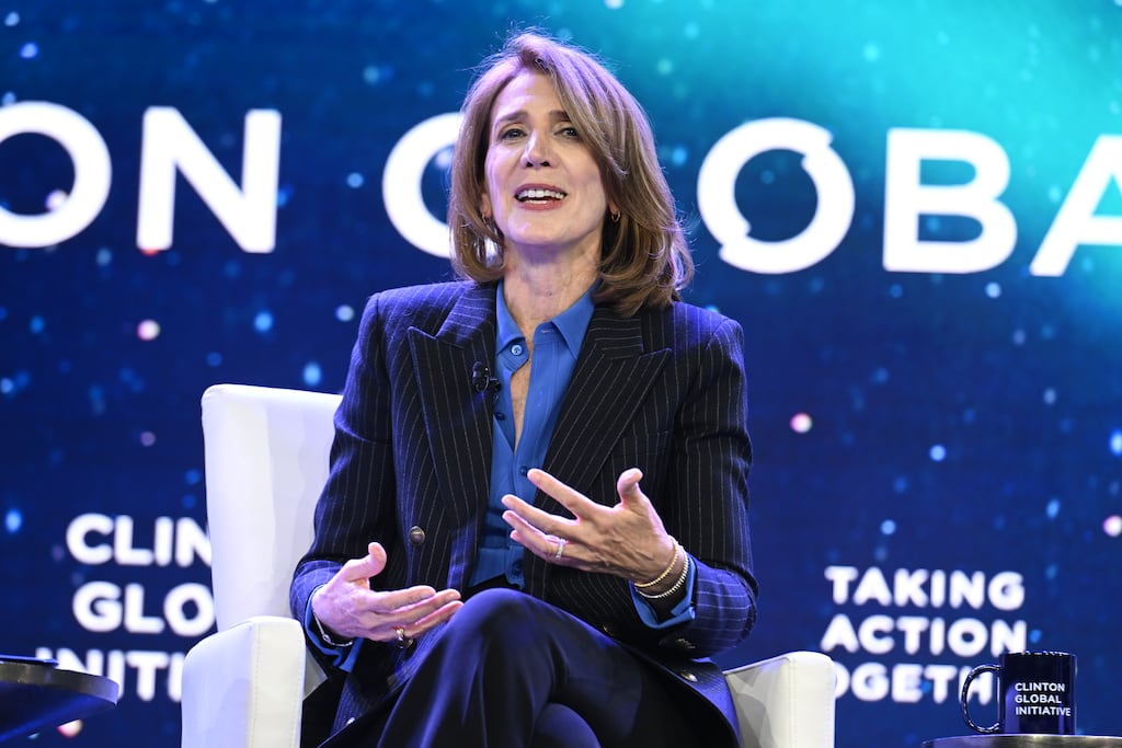 Ruth Porat moved from Morgan Stanley to be CFO of Google in 2015, underlining that more women were willing to move firms to further their careers. Photograph: Noam Galai/Getty Images for Clinton Global Initiative