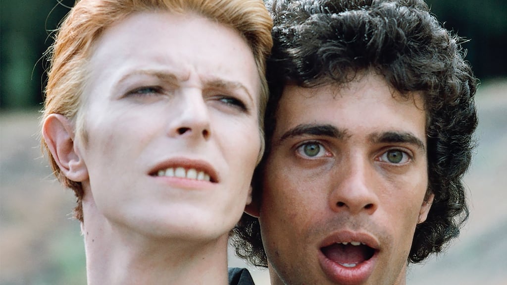 David Bowie with Geoff MacCormack on the set of The Man Who Fell to Earth. Photograph: Geoff MacCormack