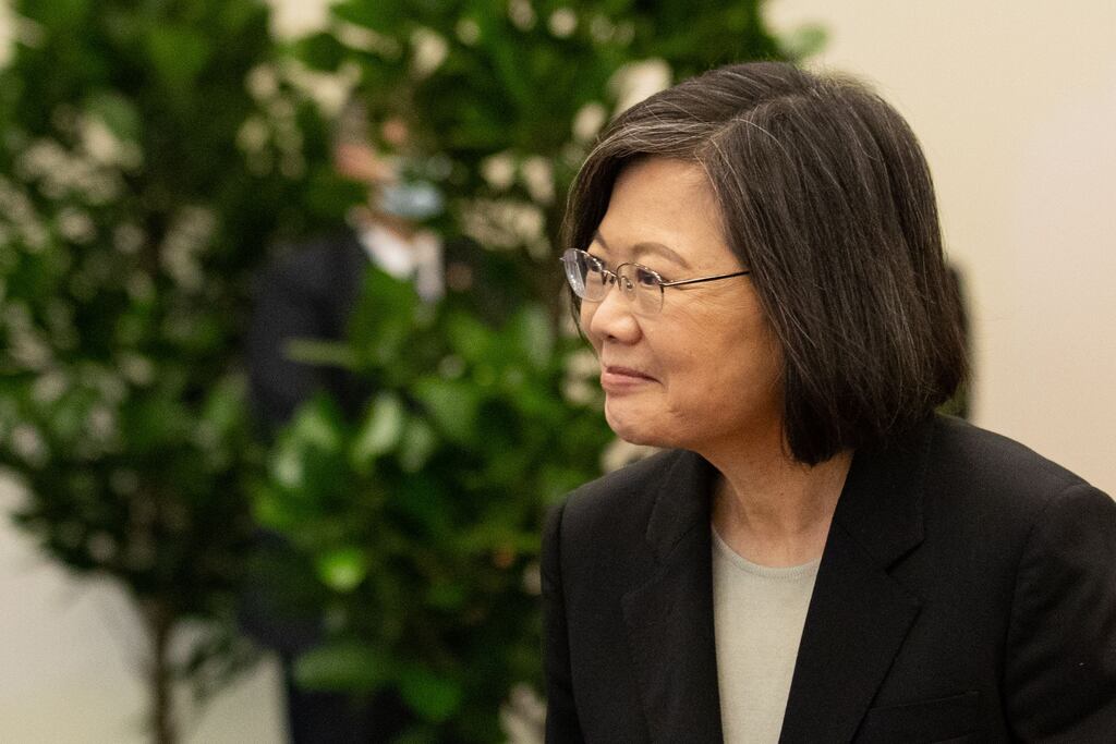 Taiwanese President Tsai Ing-wen at Taoyuan International Airport, on Wednesday before she set off for a tour of Central America, which will involve transiting through the US. Photograph: Ritchie B Tongo/EPA