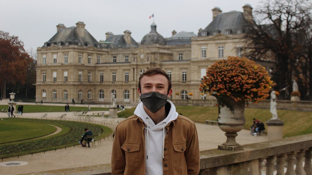 Erasmus student Eoin Gormley, pictured at the Jardin du Luxembourg in Paris: “The university experience I have had here so far is in no way comparable to that of previous exchanges.” Photograph: Laurie Maher