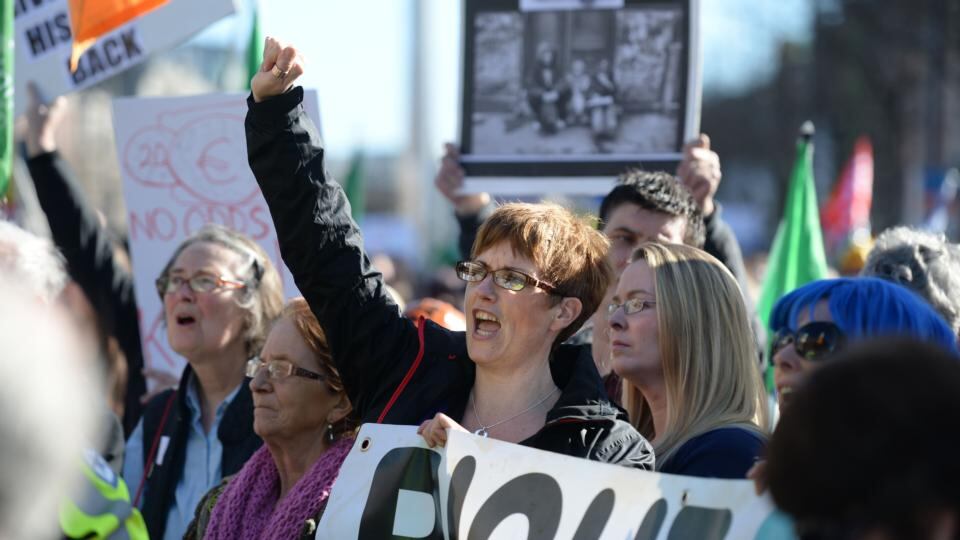 Right2Water protesters on O’Connell Street, Dublin. Photograph: Dara Mac Dónaill/The Irish Times