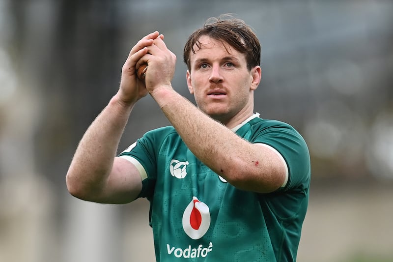 Ryan Baird of Ireland applauds the fans after the Japan game. Photograph: Charles McQuillan/Getty