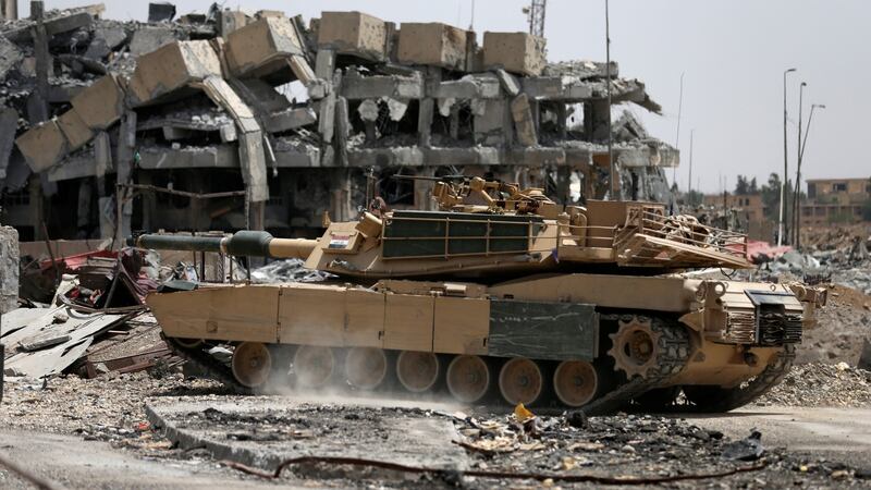 A tank of Iraqi Security forces is seen during the fight with Islamic State militants in the Old City of Mosul. Photograph: Ahmed Jadallah/Reuters