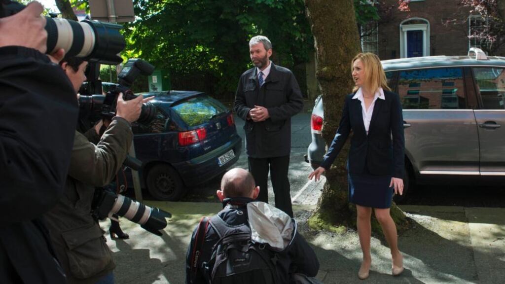 Garda whistleblower John Wilson with former Irish Independent reporter Gemma O’Doherty at the Employment Appeals Tribunal yesterday. Photograph: Brenda Fitzsimons