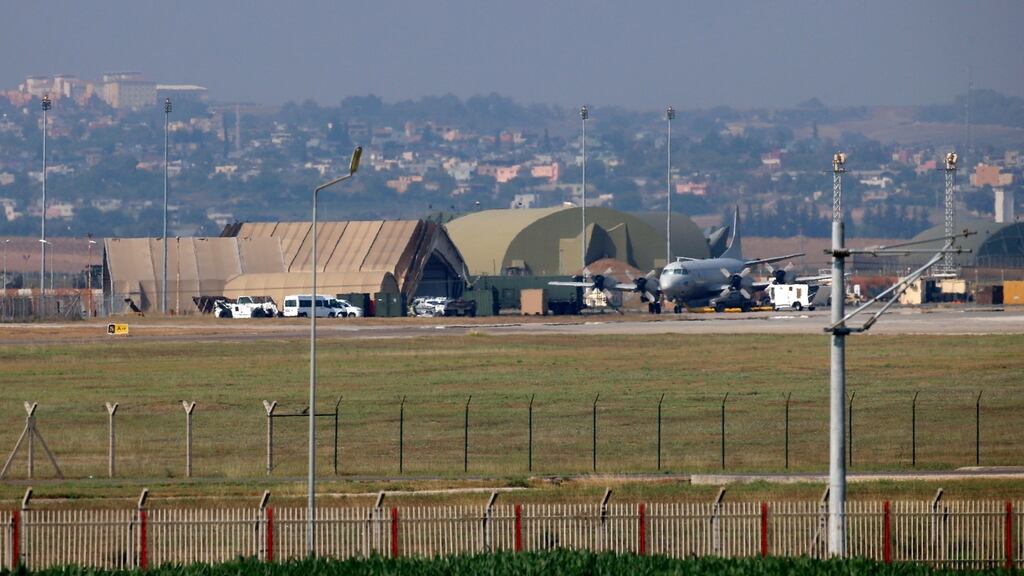 Military aircraft at Incirlik air base in Turkey. The base, which contains a nuclear arsenal, is situated 110km from the Syrian border. Photograph: AFP/Getty Images