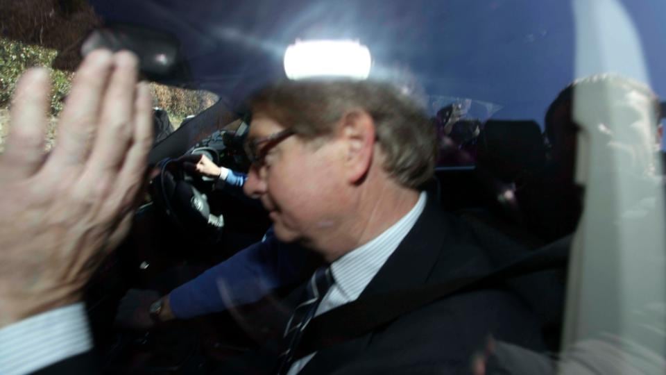 Brian O’Donnell pictured leaving his former home at Gorse Hill in Killiney on Wednesday morning. Photograph: Collins