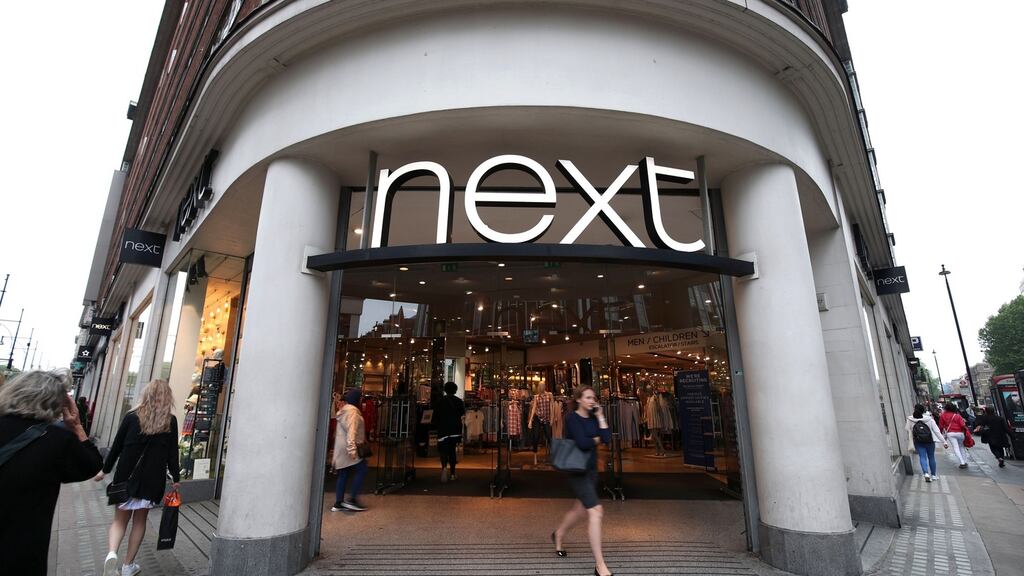 Next said its central guidance now assumes a full-year 2020-21 pretax profit of £300m (€329m), up from its view in July of £195m but sharply down from the £729m made in 2019-20. Photograph: Yui Mok/PA Wire