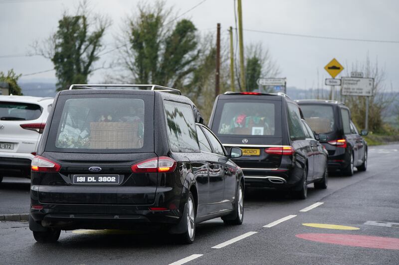 The funeral cortege leaving the church. Photograph: Niall Carson/PA Wire