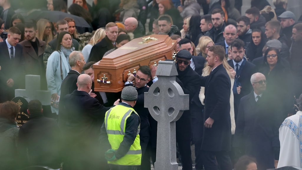 The remains of Zach Parker are carried from the St Colmcille’s Church t his funeral Mass. Photograph: Colin Keegan/ Collins Dublin.