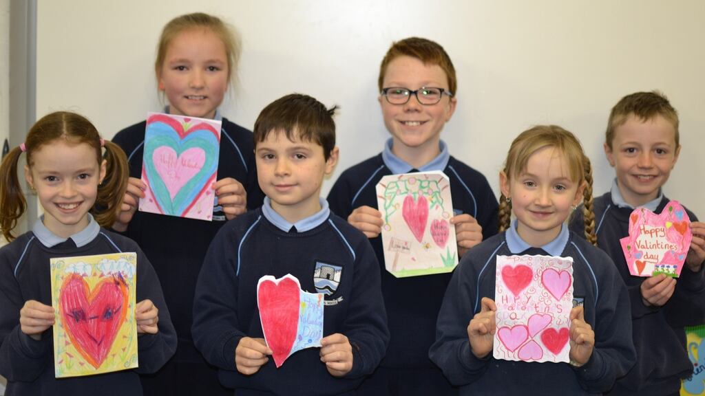 At Rush National School children made Valentine’s cards for themselves in an exercise to encourage self-worth