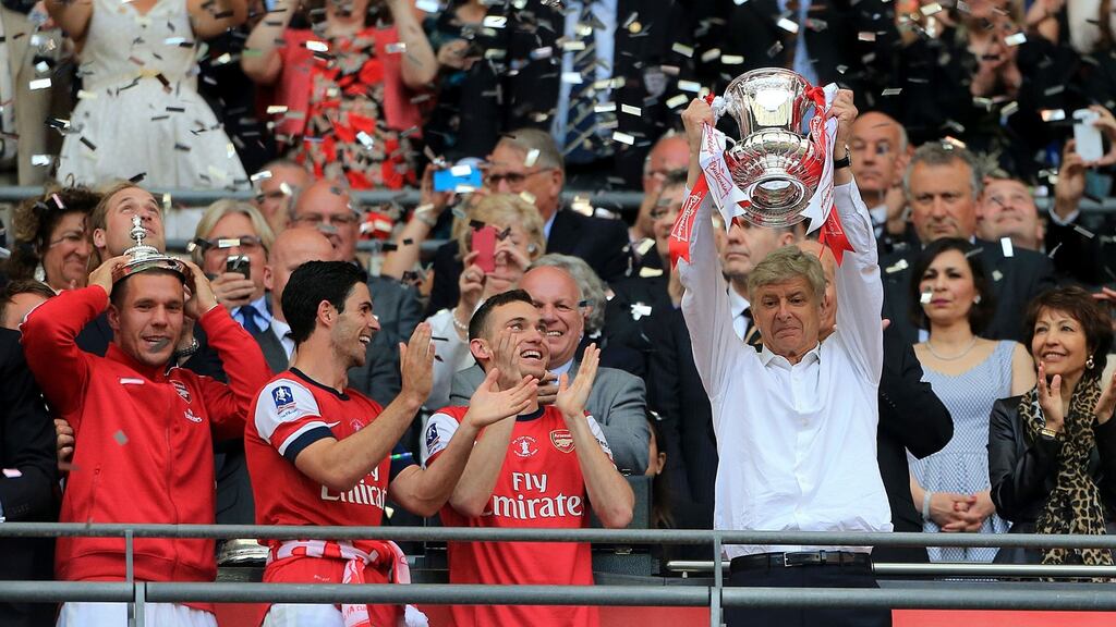 Arsene Wenger has revealed he may have ended his Arsenal tenure had his side had failed to beat Hull in the 2014 FA Cup final. Photograph: Nick Potts/PA