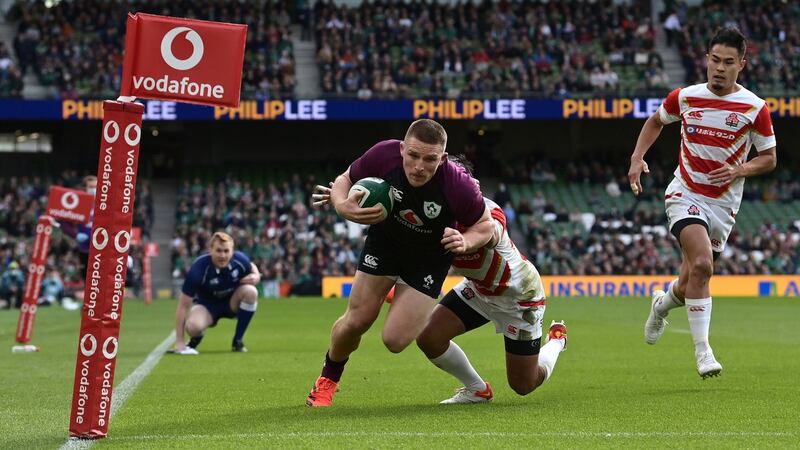 There was plenty of free-flowing attacking rugby in Ireland’s play on Saturday. Photo: Charles McQuillan/Getty Images