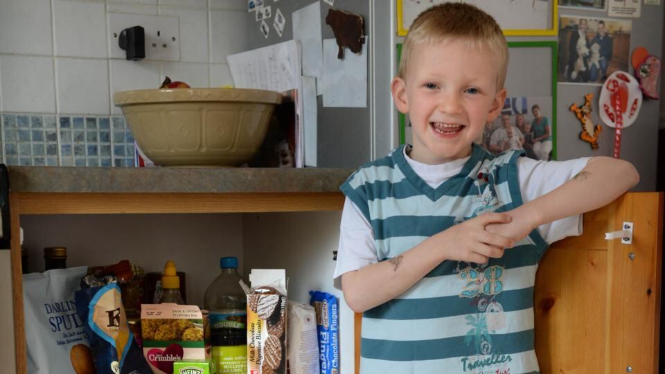 Callum Maguire shows off a press full of gluten-free food, just for him. Photograph: Dara Mac Donaill