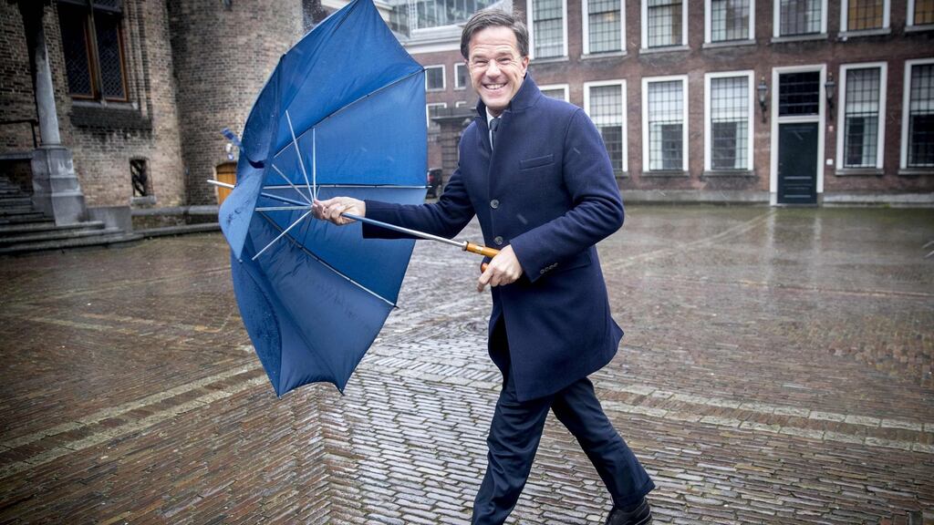 Newly re-elected Dutch prime minister Mark Rutte met with  Edith Schippers to discuss forming a coalition. Photograph: Jerry Lampen/AFP/Getty Images