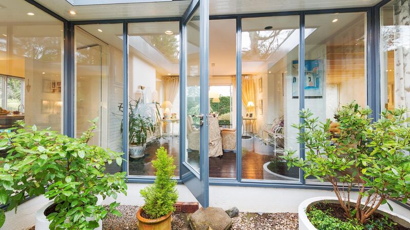 Oasis: the central courtyard of Demarco, Violet Hill, Church Road, Killiney, Co Dublin