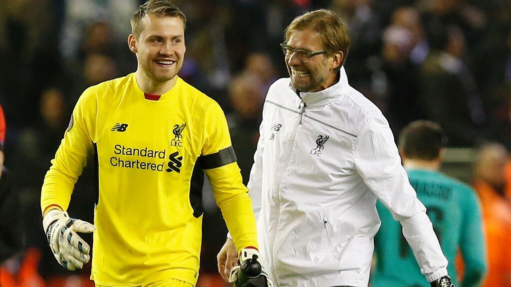 Jürgen Klopp has insister he is happy with Liverpool’s number one Simon Mignolet. Photograph: Reuters