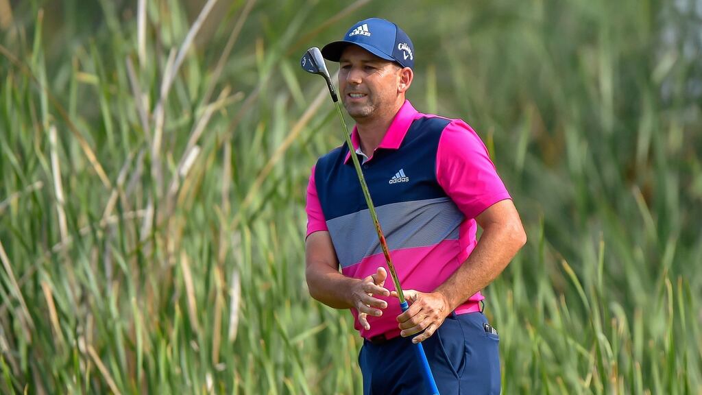 Sergio Garcia in action during the second day of the Nedbank Golf Challenge. Photograph: EPA