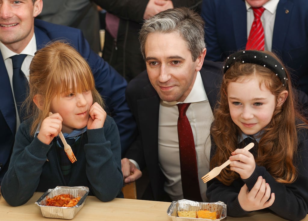 Taoiseach Simon Harris at the launch of the expansion of the Hot School Meals programme this week. Early Dáil performances show Harris understands there is a difference between being Taoiseach and being a minister. Photograph: Government Information Service