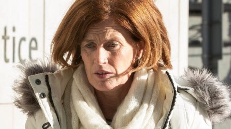 Mary Lowry outside court during the trial. Photograph: Collins.