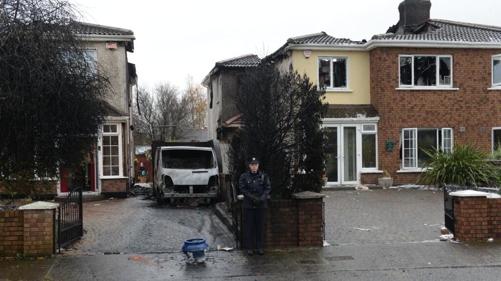 Four houses and two vehicles have been damaged in a fire in Rathoath, Co Meath. Photograph: Dara Mac Donaill / The Irish Times