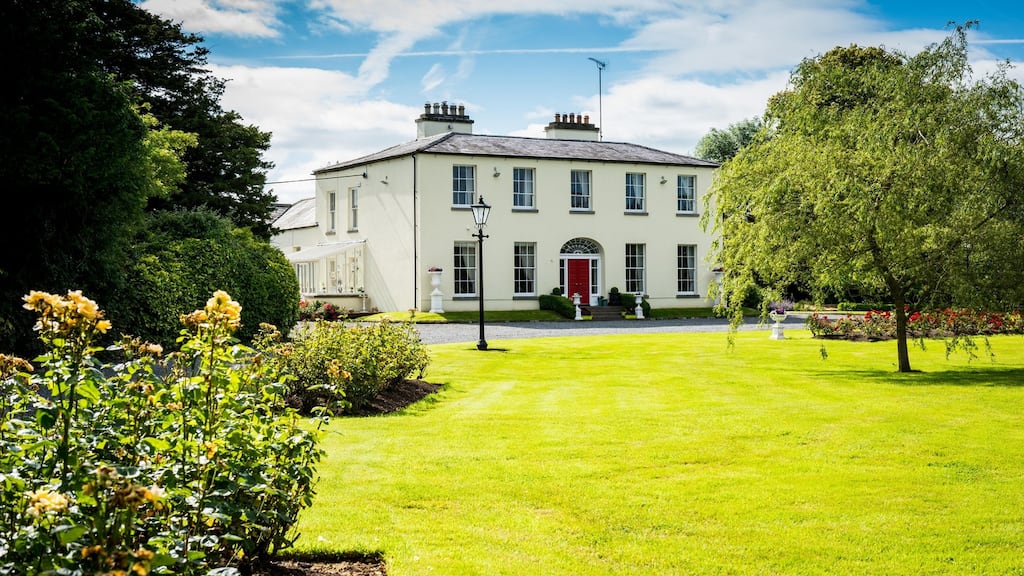 Wardenstown House, Co Westmeath. This 497sq m (5,346sq ft) house on 86 acres is for sale with Savill’s and Egan Auctioneers for €2.2 million