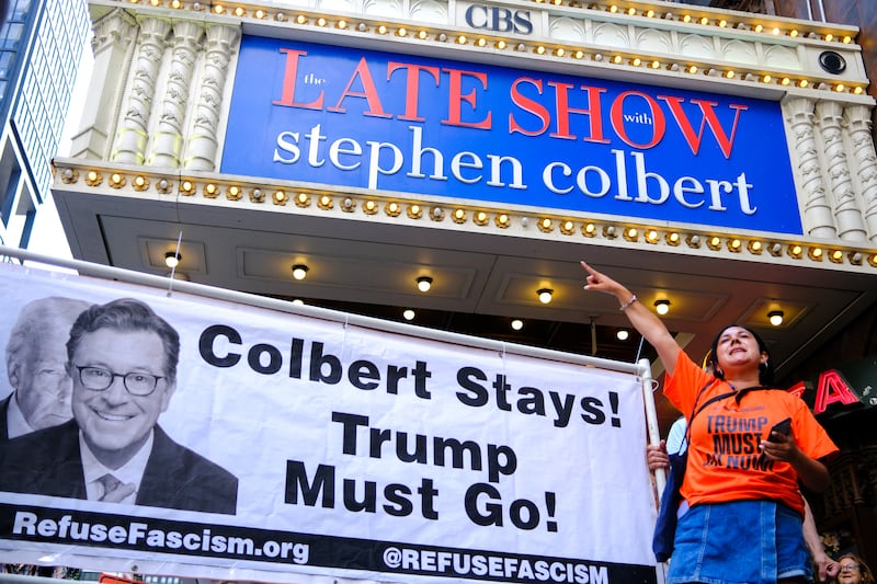The Late Show with Stephen Colbert, a staple of late-night US television, will end in 2026, the CBS network said, days after the comedian blasted parent company Paramount's $16 million settlement with Donald Trump as 'a big fat bribe'. Photograph: Charly Triballeau/Getty Images