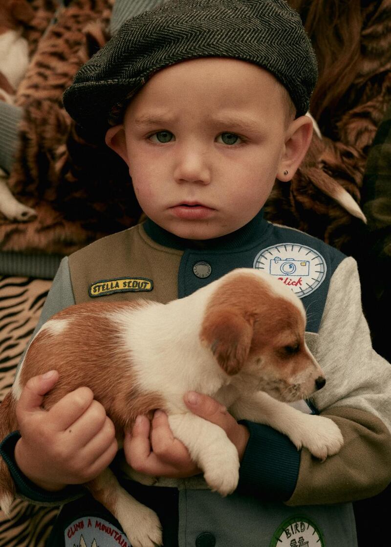 Roy Badges cardigan, €100, from the Stella McCartney collection. Photograph: Ronan Gallagher