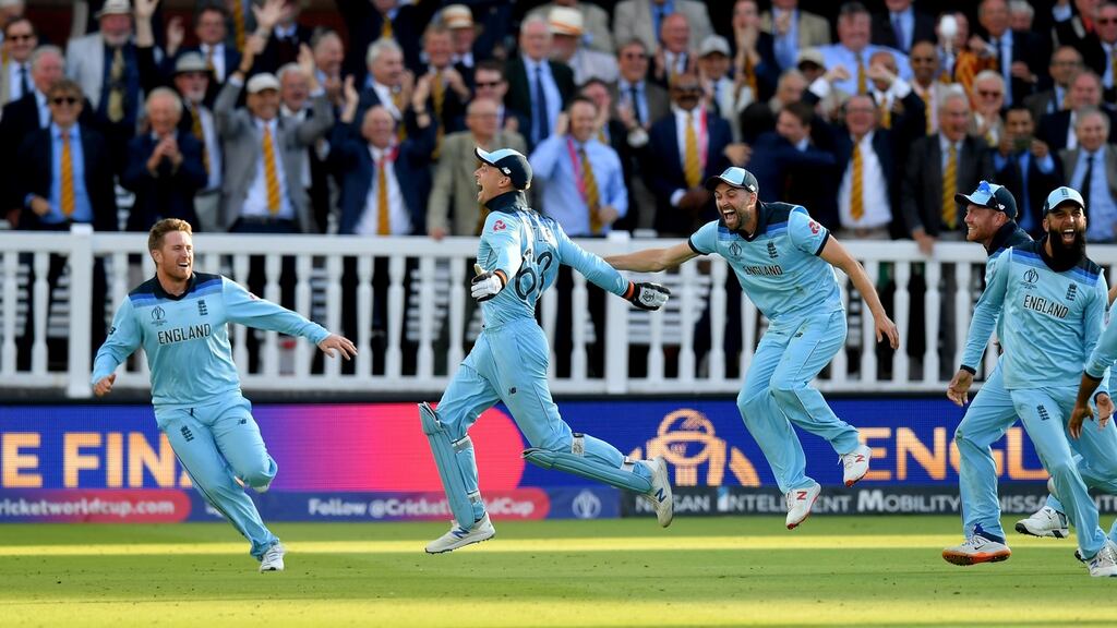 Jos Buttler and England seal victory in the World Cup final. Photograph: Mike hewitt/Getty