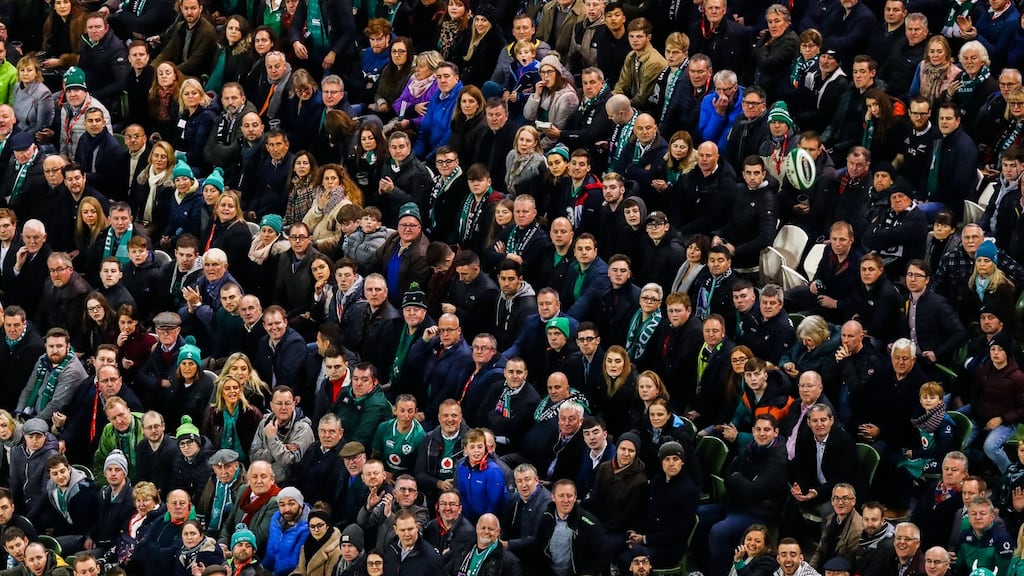 Aviva Stadium: Many 10-year ticket holders for international rugby games in the Aviva Stadium are seeking clarity on what the IRFU intend to do with regard to the €15,000 per ticket they are paying. Photograph: Tommy Dickson/Inpho