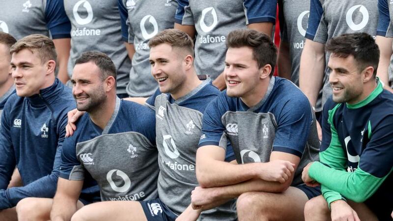From left: Garry Ringrose, Dave Kearney, Jordan Larmour, Jacob Stockdale and Conor Murray. Photograph: Dan Sheridan/Inpho