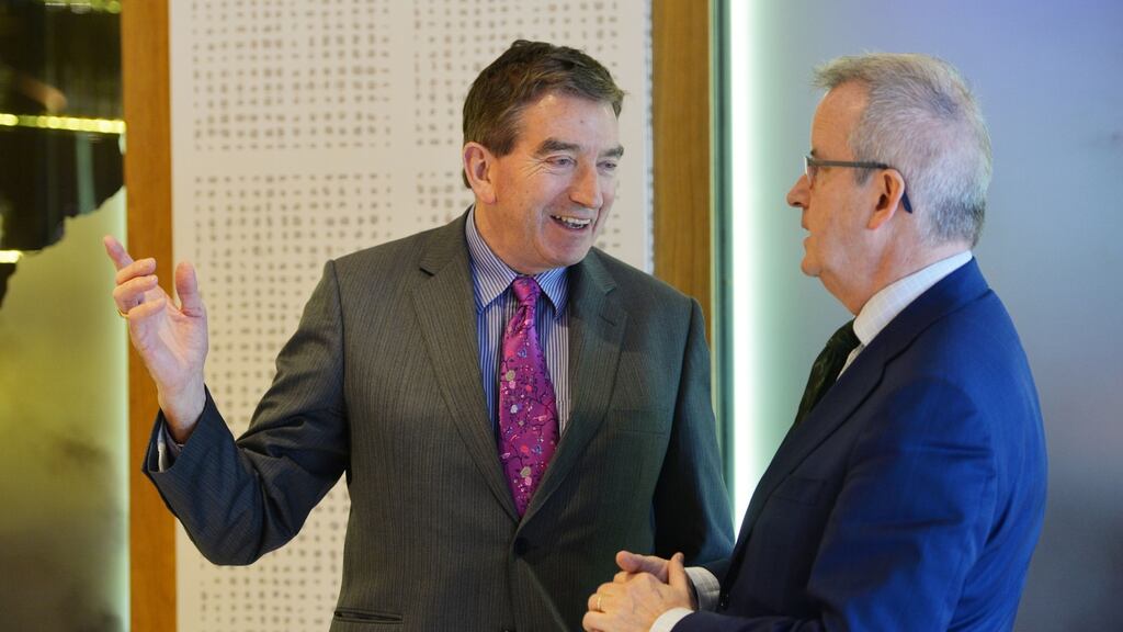 Niall FitzGerald with John McGrane of the British Irish Chamber of Commerce: Mr FitzGerald spoke of the many opportunities arising from a closer relationship with the UK. Photograph: Alan Betson