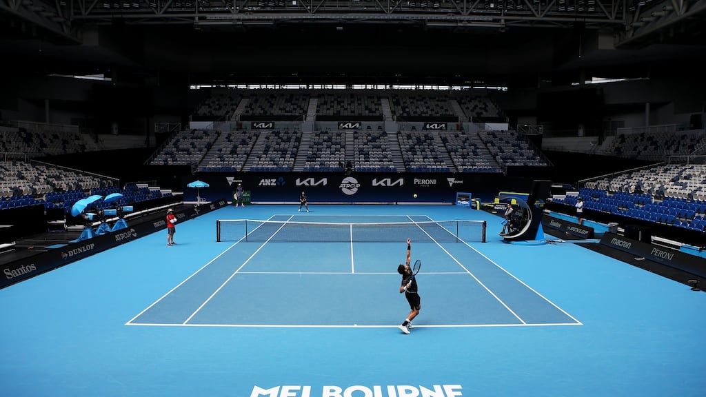 “Over the 14 days, we will have up to 390,000 people here at Melbourne Park and that’s about 50 per cent of the average over the last three years,” said Victoria state prime minister Martin Pakula. Photograph: Getty Images