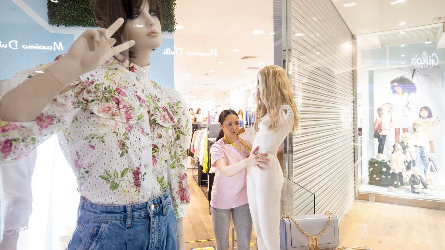 Nicole. Wackowska at work in River Island, Dundrum Town Centre. Photograph: Tom Honan/The Irish Times.