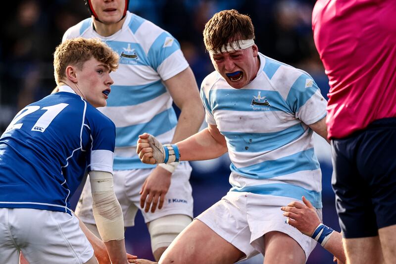 Blackrock's Jack Pollard celebrates a penalty call during the game. Photograph: Ben Brady/Inpho
