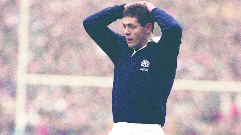 Scotland’s Gavin Hastings after missing a vital penalty against England in the 1991 Rugby World Cup semi-final at Murrayfield. Photograph: Russell Cheyne/AllSport