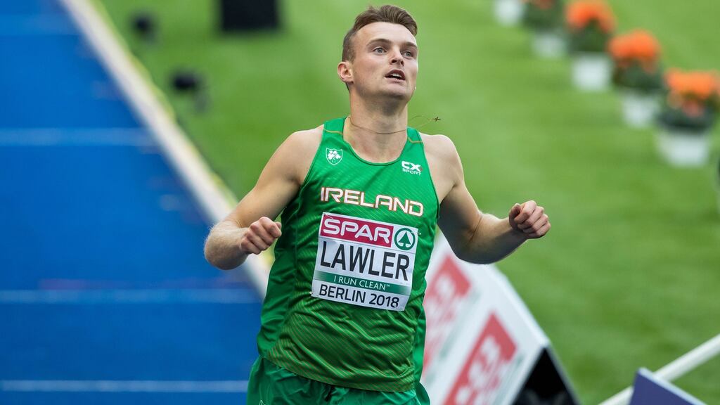 Ireland’s Marcus Lawlor after finishing his 200m heat in Berlin. Photograph: Morgan Treacy/Inpho