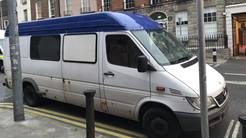 Masked men used this van on Tuesday night. Photograph: Jack Power