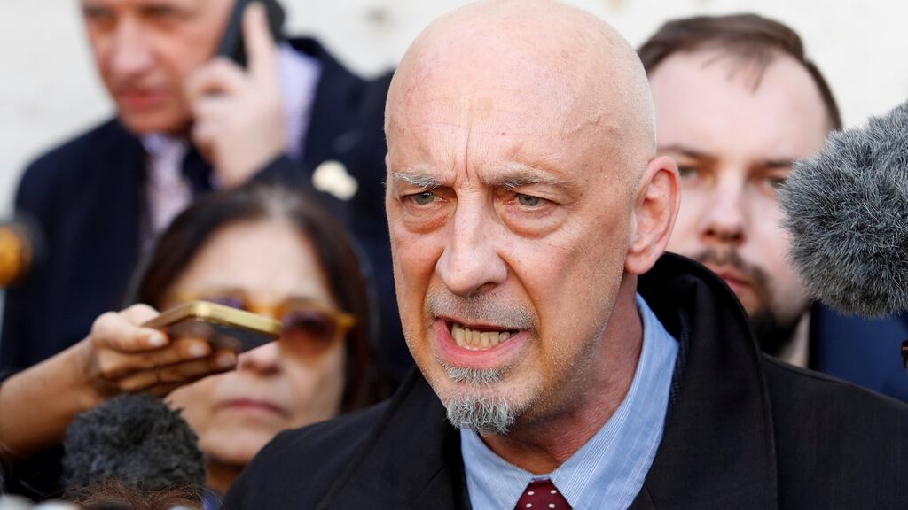 Peter Isley, survivor of sexual abuse, talks to reporters outside the Vatican in Rome on Wednesday. Photograph: Reuters/ Remo Casilli