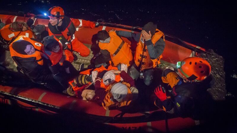 Children rescued from a wooden boat off the Libyan coast in the early hours of Friday, December 27th. Photograph: Sally Hayden