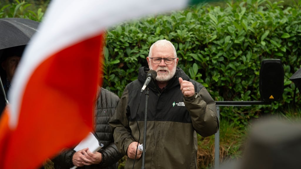 Martin Ferris delivers the oration at the Diarmuid O’ Neill commemoration at Timoleague cemetery, Co Cork, on Sunday. Photograph: Michael Mac Sweeney/Provision