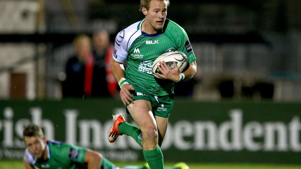 Kieran Marmion goes over for Connacht’s second try in their Pro12 win over Zebre. Photo: James Crombie/Inpho