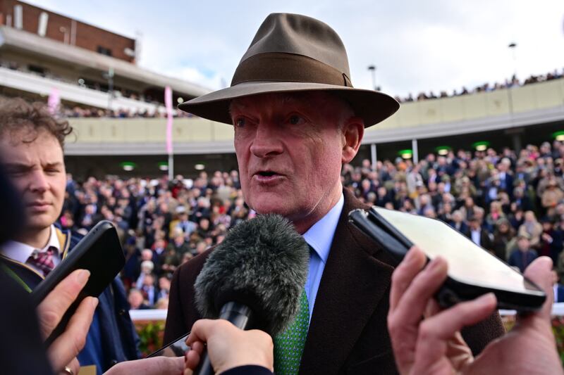 Trainer Willie Mullins after the victory of his horse Galopin Des Champs in the Cheltenham Gold Cup on March 15th, 2024. Photograph: Ben Stansall/AFP
