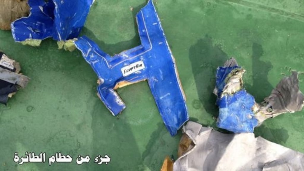 Part of the wreckage from EgyptAir flight 804 found in the Mediterranean. Photograph: Egyptian Armed Forces via AP