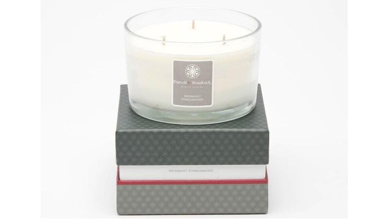Purcell & Woodcock Midnight Pomegranate three-wick candle (€30 plus delivery from purcellandwoodcock.com)