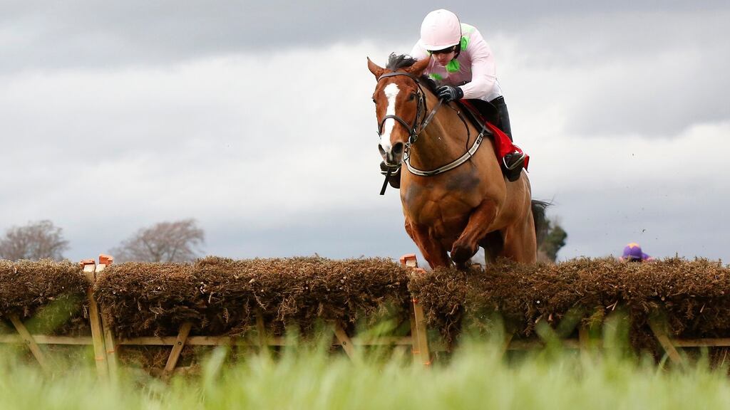 Faugheen and Ruby Walsh en-route to victory in the Irish Champion Hurdle at Leopardstown. Photograph: Getty