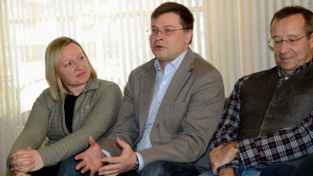 Minister of European Affairs Lucinda Creighton with Latvia’s prime minister Valdis Dombrovskis and Estonia's president Toomas Hendrik Ilves.