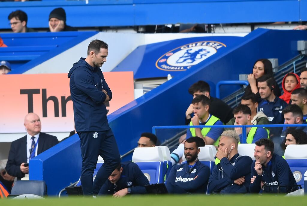 Frank Lampard: Chelsea's interim manager witnessed another worrying performance from his side as they lost to Brighton at Stamford Bridge. Photograph: Alex Davidson/Getty Images